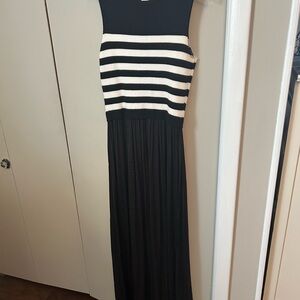 Lucky Brand Black and White Striped Maxi Dress